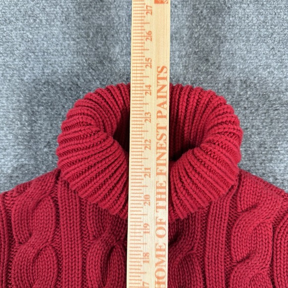 Lauren Ralph Lauren Sweater Womens Large Red Cable-Knit Turtleneck 100% Cotton - Picture 5 of 7